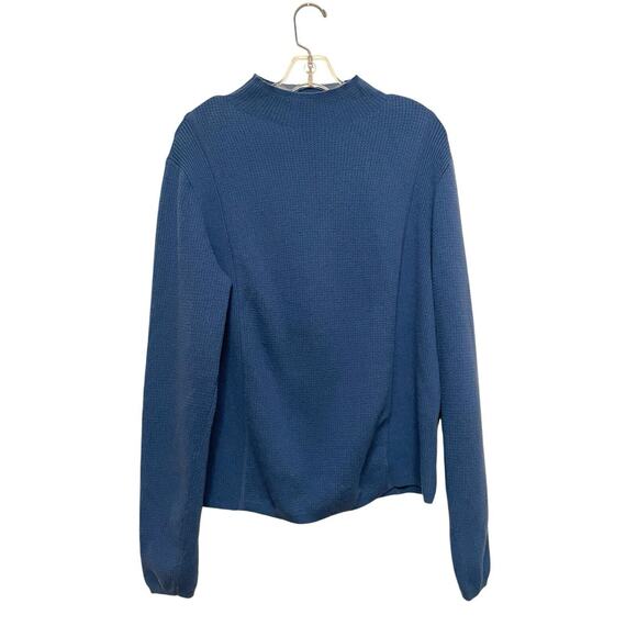 Reiss Funnel Neck Waffle Knit‎ Top Sweater Women Size Large Blue Wool Alpaca - Picture 1 of 5